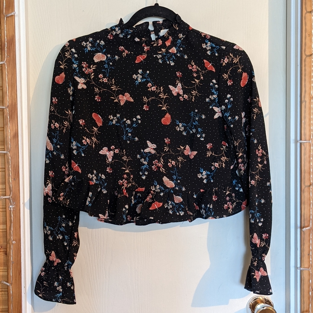 Cropped Floral Blouse
